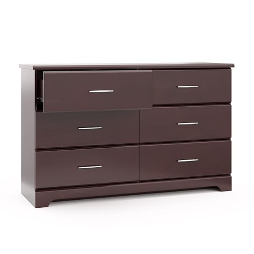 Storkcraft Brookside 6 Drawer Double Dresser (Espresso) – GREENGUARD Gold Certified, Dresser For Nursery, 6 Drawer Dresser, Kids Dresser, Nursery Dresser Drawer Organizer, Chest of Drawers Stork Craft