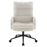 IWMH High-Back Home Office Chair,Upholstered Desk Chair with Armrests,Height Adjustable Armchair with Wheels, Swivel Office Desk Chair, Ergonomic Computer Task Chair, Leisure Armchair Cashmere(White) IWMH