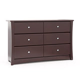 Storkcraft Crescent 6 Drawer Double Dresser (Espresso) – GREENGUARD Gold Certified, Dresser For Nursery, 6 Drawer Dresser, Kids Dresser, Nursery Dresser Drawer Organizer, Chest of Drawers STORKCRAFT