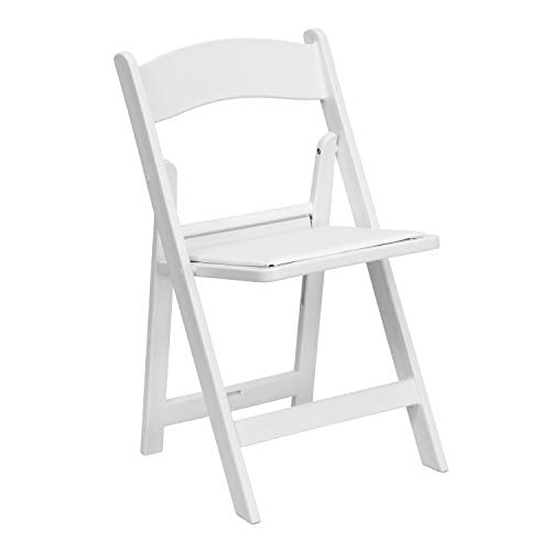 EMMA + OLIVER Set of 4 Lightweight Resin Folding Chairs in White, Comfortable 800LB Weight Capacity Chair - WoodArtSupply