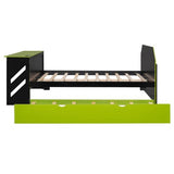 Harper & Bright Designs Full Size Gaming Platform Bed with Desk and Trundle, Wooden Daybed Frame with USB (Green) Harper & Bright Designs