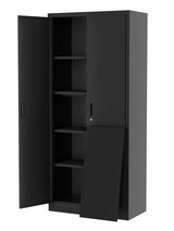 MegaChoice 71" Metal Garage Storage Cabinet with 2 Doors and 4 Adjustable Shelves, Steel Lockable File Cabinet, Locking Tool Cabinets for Pantry, Garage, Office, Shop, Organization, Etc, Black MegaChoice