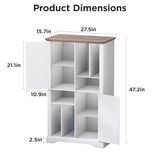 Maupvit Record Player Stand with Vinyl Storage Cabinet, 47" Wood Turntable Table Open and Closed Shelf Holder, 400+ Albums Cube Storage Organizer for Living Room, Office,White Maupvit