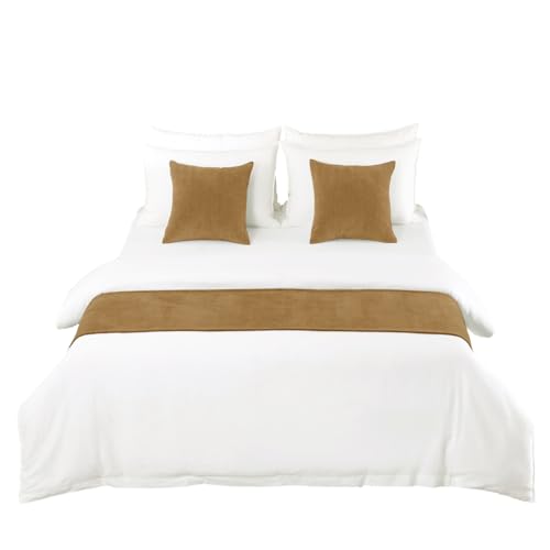 AMBERIS Bed Runner Single Layer Chenille Brown, Modern Style Bed Scarves for Home Hotel Decorations (Pillowcases Sold Separately) AMBERIS