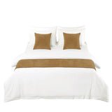 AMBERIS Bed Runner Single Layer Chenille Brown, Modern Style Bed Scarves for Home Hotel Decorations (Pillowcases Sold Separately) AMBERIS