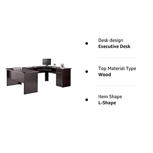 Realspace® Broadstreet 65" W U-Shaped Executive Desk, Walnut Realspace