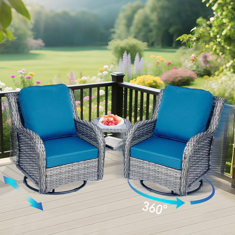 Wicker Patio Furniture Set - 3 Piece Rattan Outdoor Sectional Conversation Set HouseOfZazla