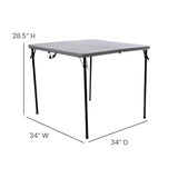 Flash Furniture Dunham 2.83' Square Plastic Folding Event Table with Carrying Handle, Bi-Fold Portable Banquet Table for Indoor/Outdoor Events, Gray Flash Furniture
