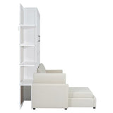 Queen Size Murphy Bed with Sofa and Shelves, Solid Wood Wall Bed can be Folded into a Cabinet for Small Spaces Apartments Studio Guest Room (White#S1) Quarte
