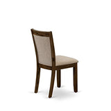 East West Furniture F2MZ7-N04 7 Piece Dining Room Furniture Set Consist of a Round Dining Table with Pedestal and 6 Light Tan Linen Fabric Upholstered Chairs, 48x48 Inch, Antique Walnut East West Furniture