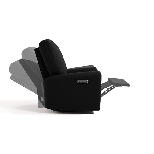 Storkcraft Sorrento Deluxe Power Recliner Swivel Glider (Black Boucle) – Premium Electronic Power Recliner for Nursery, Includes Dual-USB Charging Port with USB-A & USB-C, Nursery Glider Rocking Chair Storkcraft