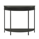 unipaws Fluted Half Moon Console Table, Modern 2-Tier Black Entryway Console, Sofa Back Table for Living Room, Hallway & Foyer (36" Width) unipaws