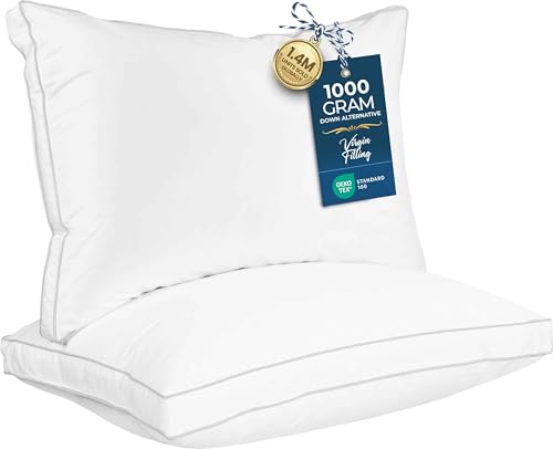 Utopia Bedding Bed Pillows for Sleeping Queen Size (White), Set of 2, Soft & Fluffy Pillow with Down Alternative Filling, Cooling, Hotel Quality, Gusseted Pillow for Back, Stomach or Side Sleepers Utopia Bedding