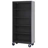 Sandusky Lee BM40361872-09 Mobile Bookcase with 4 Adjustable Shelves, Steel Rolling Bookshelf Storage Cabinet, 78"H, Black Sandusky