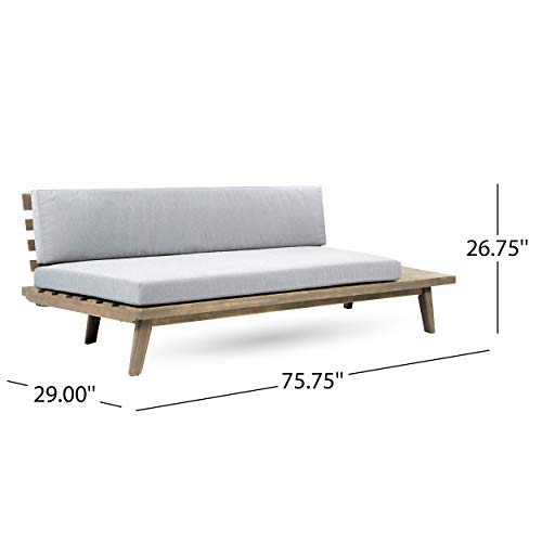 Christopher Knight Home Eulah Indoor Minimalist Acacia Wood Right-Sided Sofa with Grey Cushions, Grey Finish / Grey Christopher Knight Home