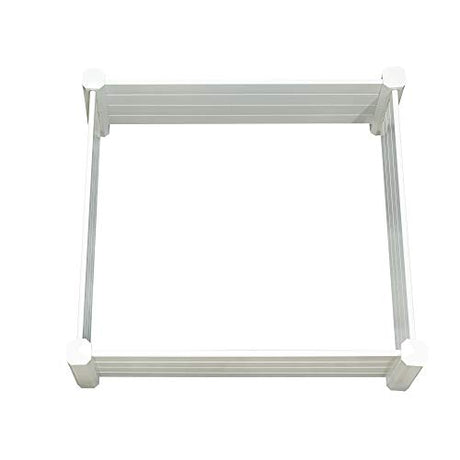 NuVue Products 26001 Premium Outdoor Raised Garden Bed for Growing Edible Plants and Flowers, BPA-Free Woodgrain Panel Elevated Planter Box, 48” L x 48” W x 15” H, White NuVue