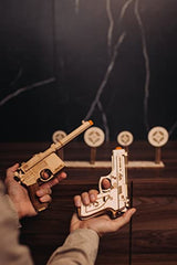 Wood Trick Wooden Toy Guns Set with Targets Shooting Range, Pistol Toy Guns for Kids Set - 3D Wooden Puzzle for Adults and Teens Wood Trick