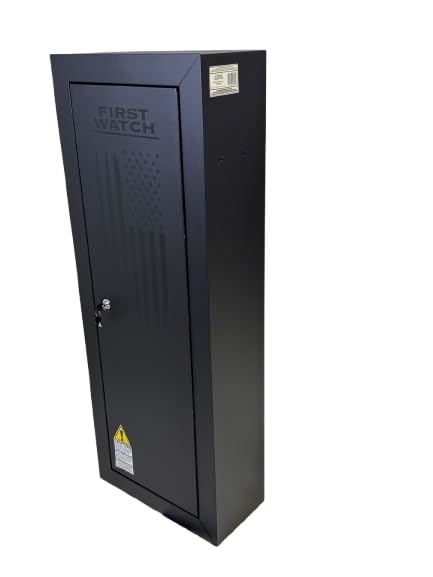 First Watch 8-Gun Security Cabinet, Steel Storage Safe with Lock, American Flag Design, Black Homak
