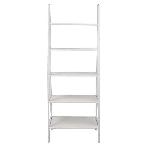 Casual Home 5-Shelf Ladder Bookcase, White Casual Home