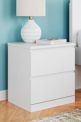 Signature Design by Ashley Onita Contemporary 2 Drawer Nightstand, 21.75" Tall, White Signature Design by Ashley
