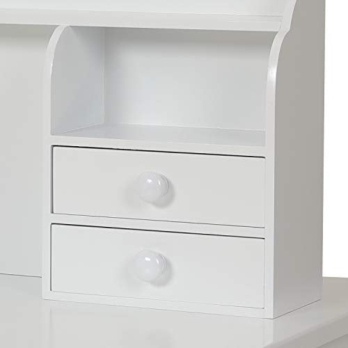 ADORNEVE Writing Desk with USB Port, Home Office Desk with Drawers and Hutch, 36.2" Study Table Computer Desk for Student/Adults, Computer Work Station with Storage Shelf, 7 Drawers, White ADORNEVE