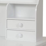 ADORNEVE Writing Desk with USB Port, Home Office Desk with Drawers and Hutch, 36.2" Study Table Computer Desk for Student/Adults, Computer Work Station with Storage Shelf, 7 Drawers, White ADORNEVE