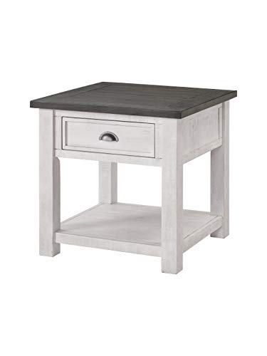 Martin Svensson Home Monterey Solid Wood End Table White with Grey Top Martin Svensson Home