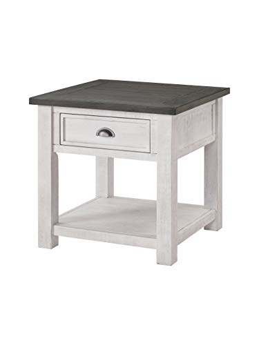 Martin Svensson Home Monterey Solid Wood End Table White with Grey Top - WoodArtSupply