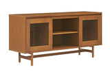 Crosley Furniture Dempsey Record Player Cabinet Vinyl Storage and Display Mid-Century Modern Turntable Stand, Walnut Crosley Furniture