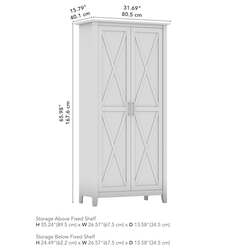 Bush Furniture Key West Tall Storage Cabinet with Doors and Shelves in Reclaimed Pine, 2 Door Organizer for Home Office, Living Room, Entryway