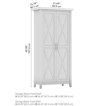 Bush Furniture Key West Tall Storage Cabinet with Doors and Shelves in Reclaimed Pine, 2 Door Organizer for Home Office, Living Room, Entryway