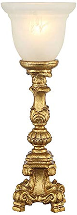Regency Hill Traditional Glam Console Accent Table Lamp 18" High French Gold Uplight Alabaster Glass Shade Decor for Living Room Bedroom House Bedside Nightstand Office Reading Family Regency Hill