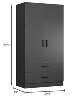 Woodpeckers Furniture And Mattress 2-Door Closet with 2-Drawers (Black) Woodpeckers Furniture And Mattress