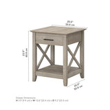 Bush Furniture Key West Small End Table with Storage Modern Farmhouse Accent Shelf for Living Room in Washed Gray Bush Business Furniture