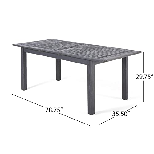 Great Deal Furniture Christopher Knight Home Eric Outdoor Expandable Acacia Wood Dining Table, Dark Gray Finish Christopher Knight Home