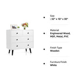 Tangkula 4 Drawer Storage Cabinet, Wood Chest of Drawers, Freestanding Floor Side Cabinet with Legs & Metal Handles, Modern Storage Drawer for Living Room (White) Tangkula