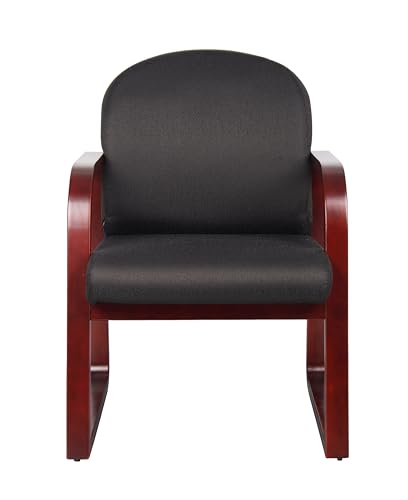 Boss Office Products Mahogany Frame Fabric Side Chair in Black, 250 (B9570-BK) Boss Office Products