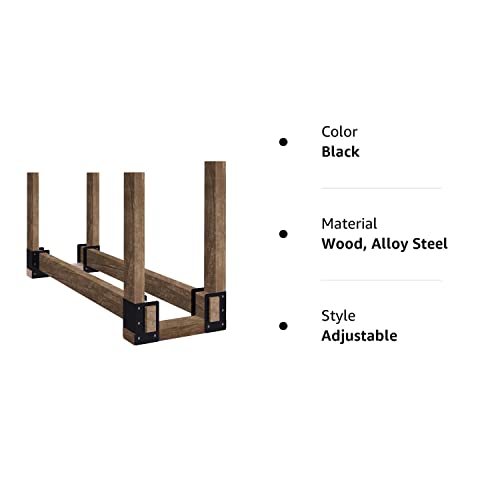 Zhitaoxun 4 Pack Firewood Log Storage Rack Bracket,Indoor Outdoor Adjustable Heavy Duty Powder Coated Steel Holder,Fireplace Wood Storage, Log Holder Zhitaoxun