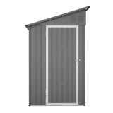 YOPTO 4×8 FT Lean to Metal Shed,Outdoor Heavy-Duty Storage Shed with Floor Base,All Weather Waterproof Garden Tool House W/Lockable Door&2 Air Vents,Reversible Door Design,for Backyard,Patio,Lawn,Gray YOPTO