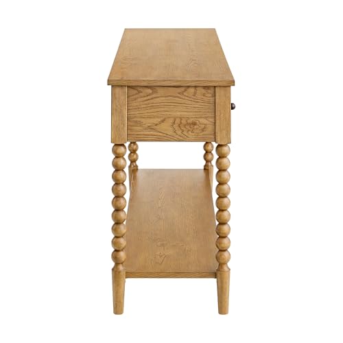 SAND STONE HOME Pembroke 58” Cottage Sofa Console Table with Drawers & Lower Shelf Storage, Narrow Entryway Table or Dining Server with Levelers | Prairie Oak Natural SAND STONE HOME