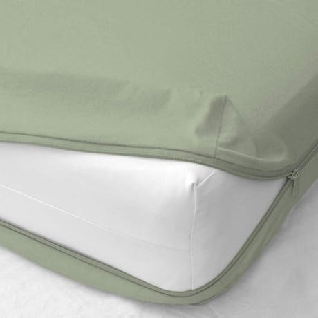 Armless Futon Mattress Cover Zippered | Zipper Fitted Sheet Cotton Queen Size 6 Inch Drop Pocket, 600TC | Soft Durable Machine Washable Bed Mattress Protect Cover | Sage Estar Bedding
