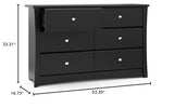 Storkcraft Crescent 6 Drawer Double Dresser (Black) – GREENGUARD Gold Certified, Dresser For Nursery, 6 Drawer Dresser, Kids Dresser, Nursery Dresser Drawer Organizer, Chest of Drawers STORKCRAFT
