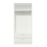 Madesa 2 Door 2 Drawer Storage Cabinet Wardrobe with Shelf and Hanging Space 31" L Wooden Armoire Closet Organization Unit for Bedroom and Office - White Madesa
