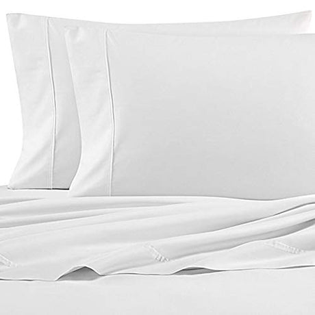 Nautica - Twin Size Sheet Set, Crisp & Tailored Cooling Sheets with a Smooth Cotton Percale Lightweight Feel - Bed Sheets with Matching Pillowcase & Fitted Sheet (Solid White) Nautica