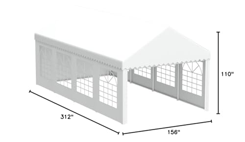 YITAHOME 13x26FT Party Tent Heavy Duty PVC Wedding Event Shelters White Upgraded Galvanized Ripple Canopy with Large Roof Removable Sidewalls & 2 Storage Bags 600D Oxford Commercial YITAHOME