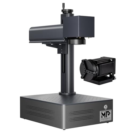 Monport 30W JPT & MOPA Fiber Laser Engraver With 3D & Deep Engraving,6.9"x6.9" Work Area 10,000mm/s Laser Marking Machine for Metal Color Marking BSLcad Included With Rotary Axis Monport