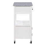 OSP Home Furnishings Fairfax Kitchen Cart with Granite Work Top and Extra Storage Drawer and Cabinet, White Office Star Products