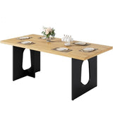 71" Long Dining Table for 6-10 People - Kitchen Table with Extra Thickened Tabletop & Heavy Duty Base Legs, Modern Rectangular Dinner Table for Kitchen, Conference Room, Home, Natural + Black Garvee