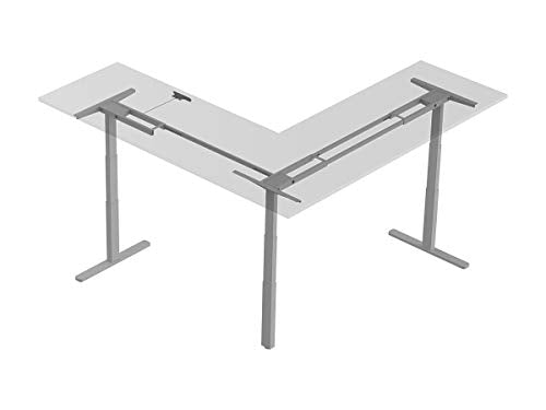 Monoprice Triple-Motor Sit-Stand Corner Desk Frame - Height-Adjustable, L-Shaped, Gray - Workstream Collection Monoprice