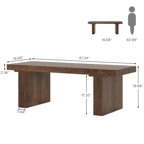 Tribesigns Rectangle Coffee Table: 47.24-Inch Wood Modern Coffee Table Cocktail Table for Living Room, Farmhouse Coffee Table Center Table Tea Table with Slat Tabletop, Rustic Brown - WoodArtSupply